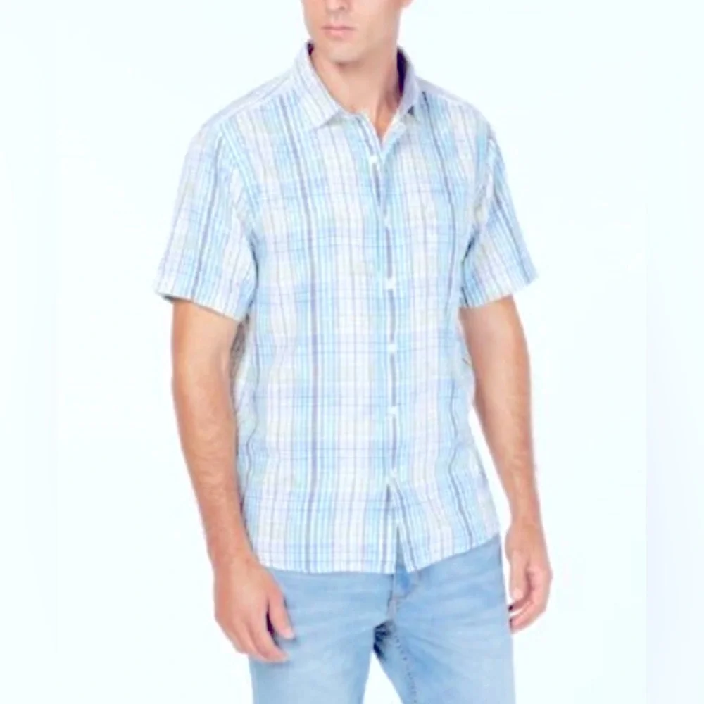 TOMMY BAHAMA Men’s Hideaway Palms Button Down Short Sleeve Shirt